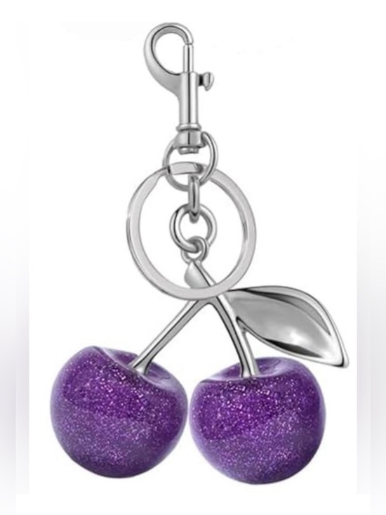 Accessories - Purple Glitter Cherry Keychain Charm